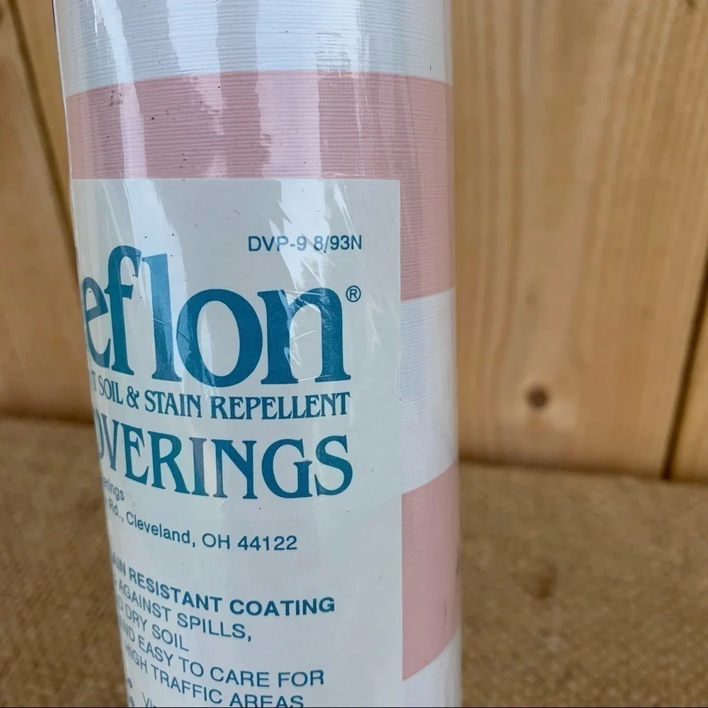 🆕 Vintage Teflon Wallcoverings Pink White Stripe Wallpaper 56 sq foot